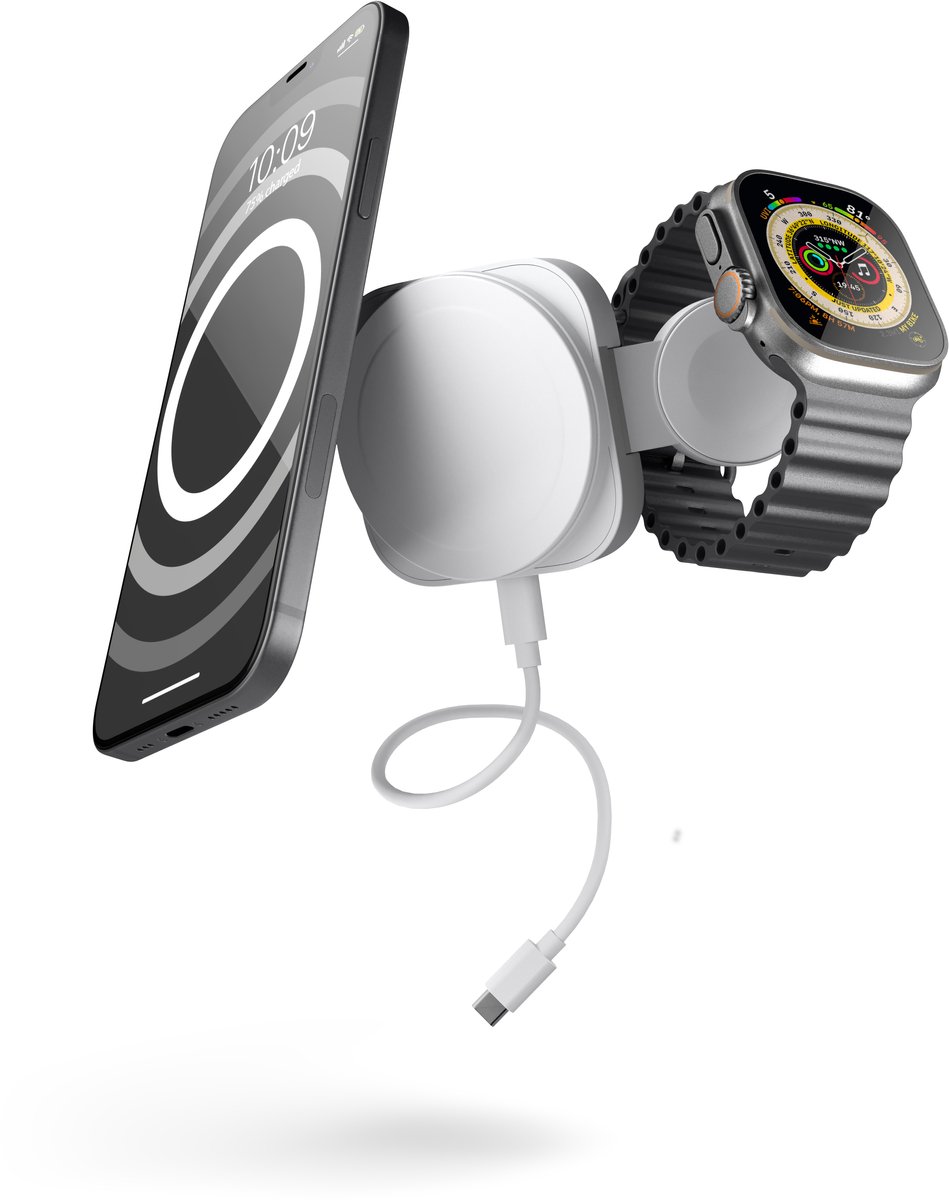 ZENS 2-in-1 MagSafe + Watch Travel Charger white