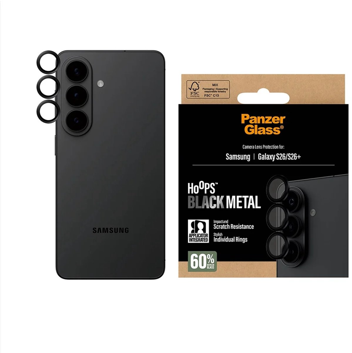 PanzerGlass Hoops® Camera Lens Protector Black Samsung Galaxy S26 | S26+