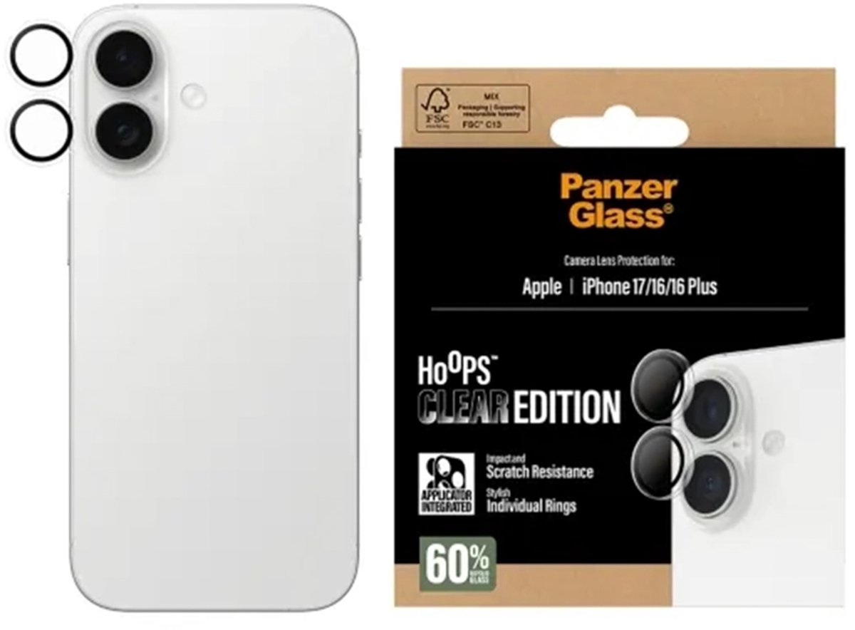 PanzerGlass Hoops® Transparent Camera Lens Protector iPhone 17 | iPhone 16 | 16 Plus
