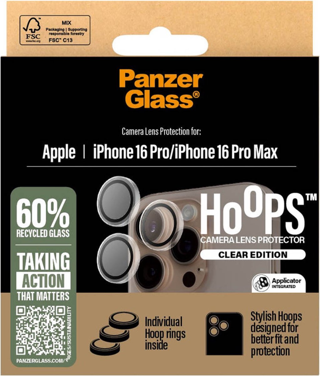 PanzerGlass Hoops™ Transparent Lens Protector iPhone 16 Pro | 16 Pro Max