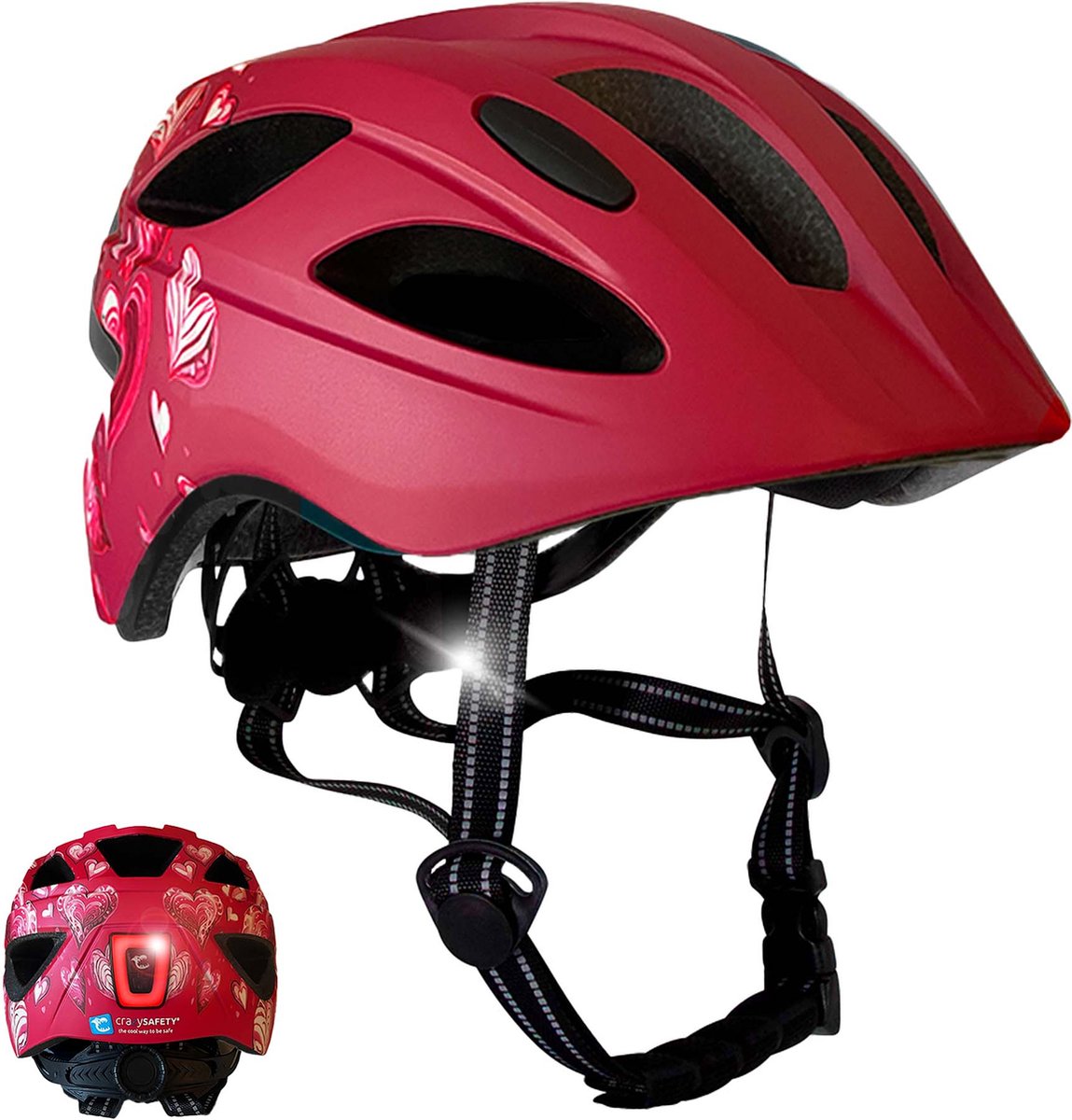 Crazy Safety Cool Heart, kask rowerowy, junior, czerwony