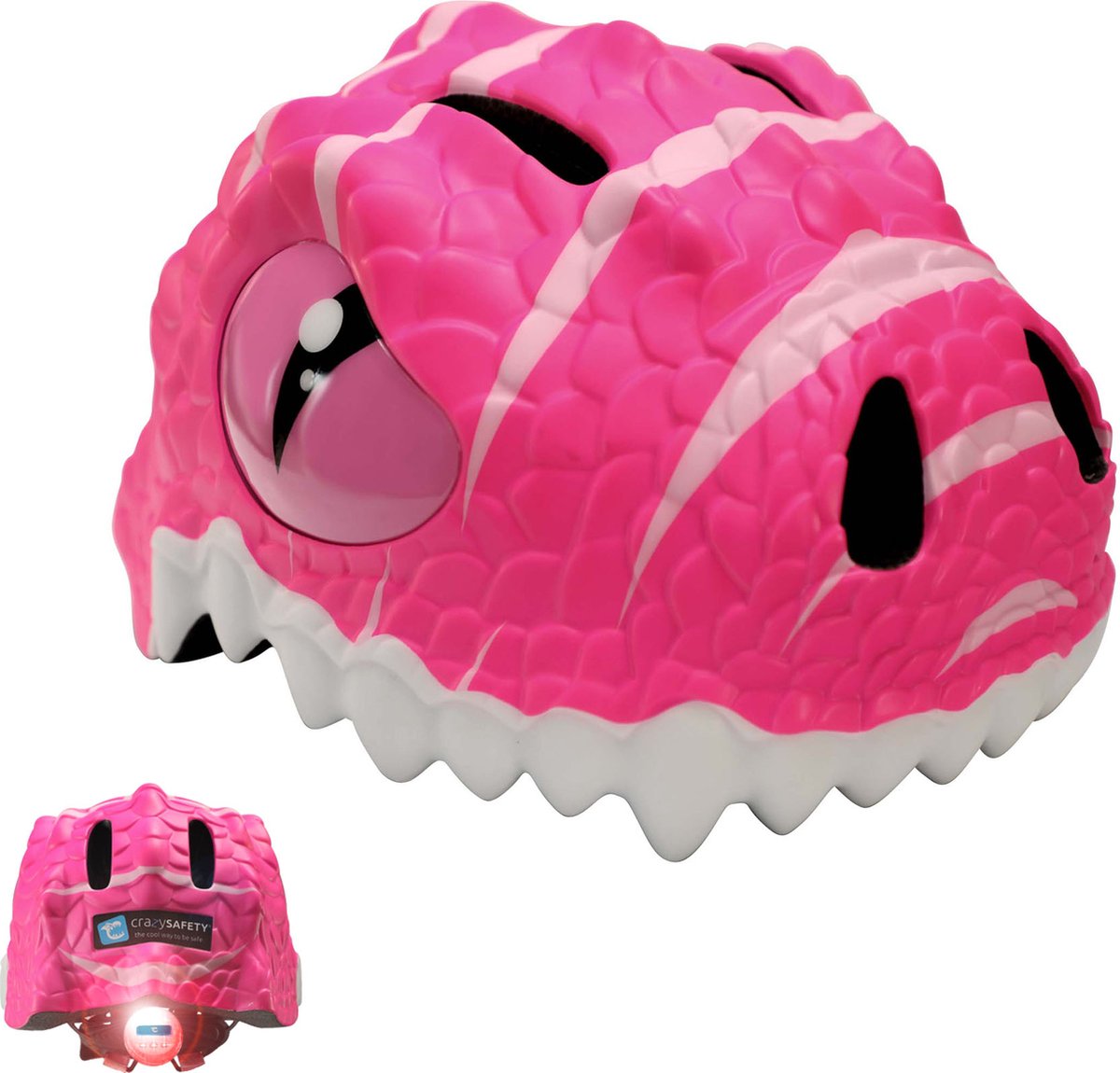 Crazy Safety Dino, kask rowerowy, junior, różowy