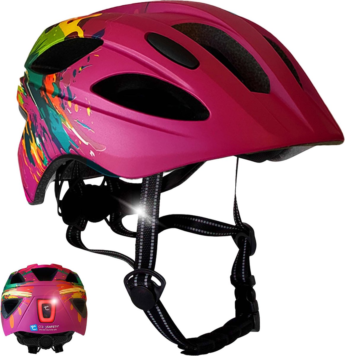 Crazy Safety Cool Splash, kask rowerowy, junior, różowy