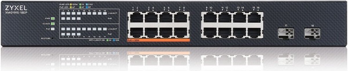 ZyXEL XMG1915 16-Port 2.5GbE Smart Managed Switch with 2 SFP+ Uplink (180W)