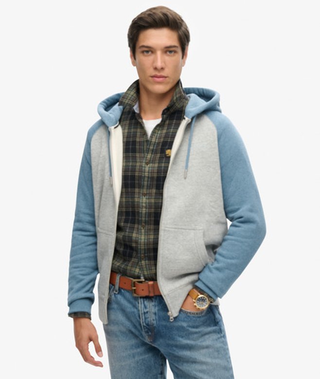 Superdry Herren Essential Baseball Kapuzenjacke Grau - Größe: Xxl