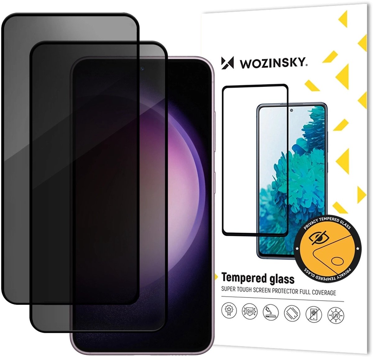 Wozinsky Privacy Glass for Samsung Galaxy S26 Plus compatible with fingerprint reader - 2 pcs.
