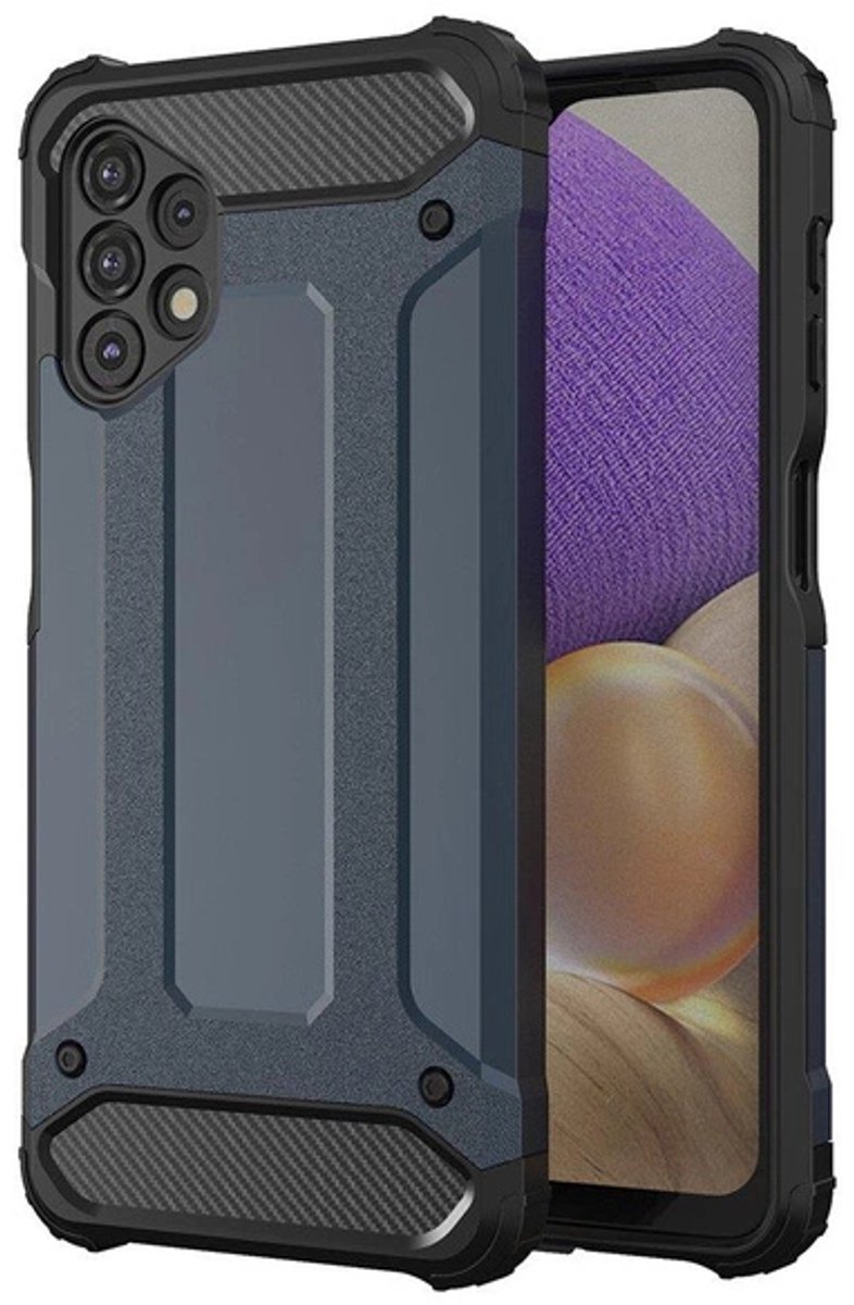 Hurtel Hybrid Armor Case Tough Rugged Cover for Samsung Galaxy A73 Blue