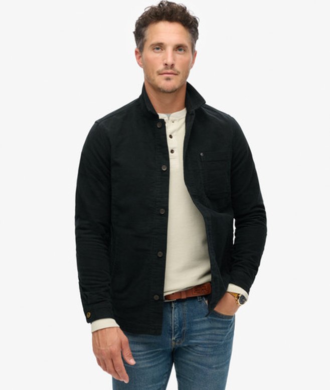 Superdry Herren The Merchant Store Moleskin-hemdjacke Schwarz - Größe: Xxl