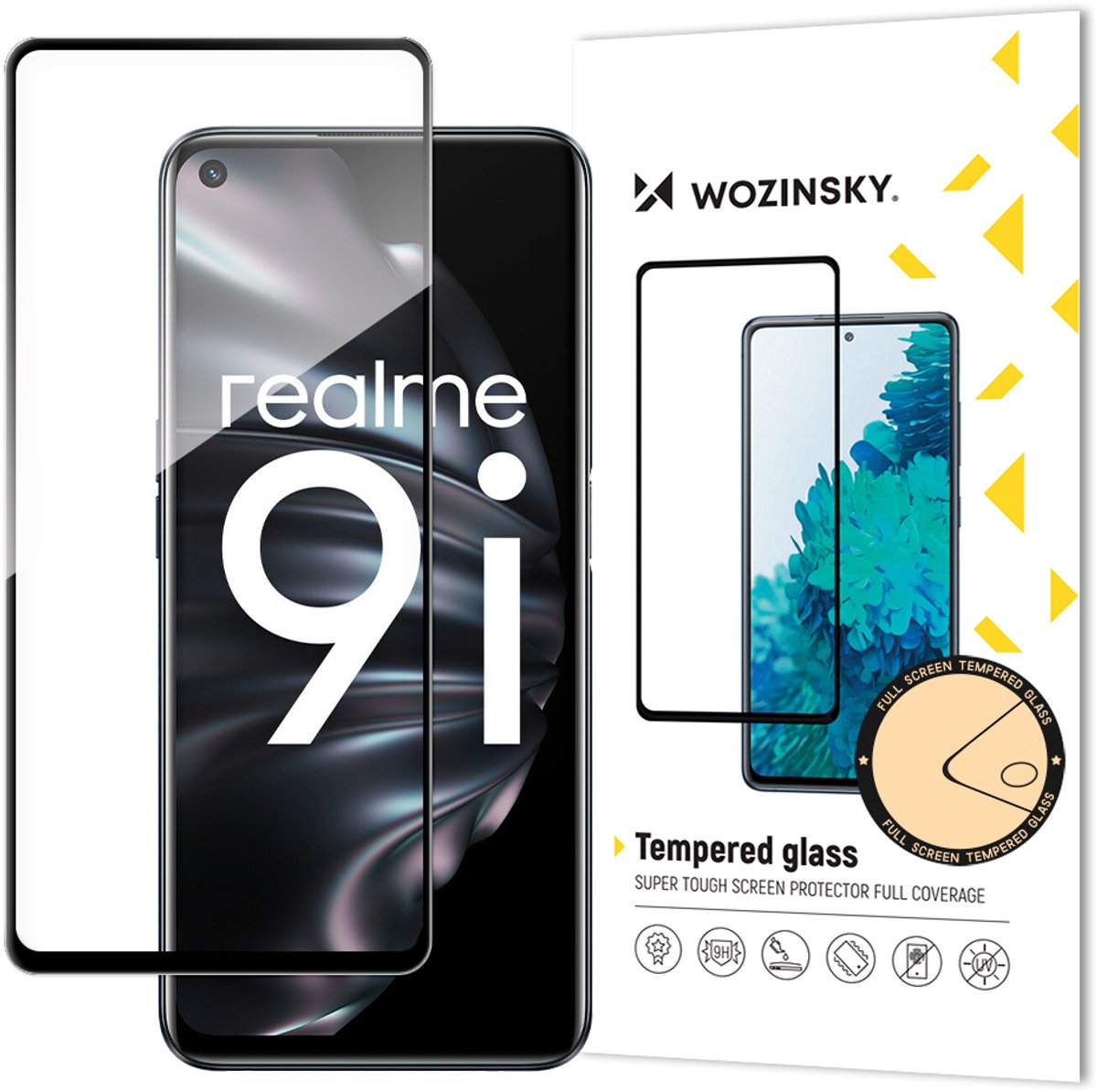 Wozinsky Super Durable Full Glue Tempered Glass Full Screen Protector with Frame Case Friendly Oppo A76 / Oppo A36 / Realme 9i Black