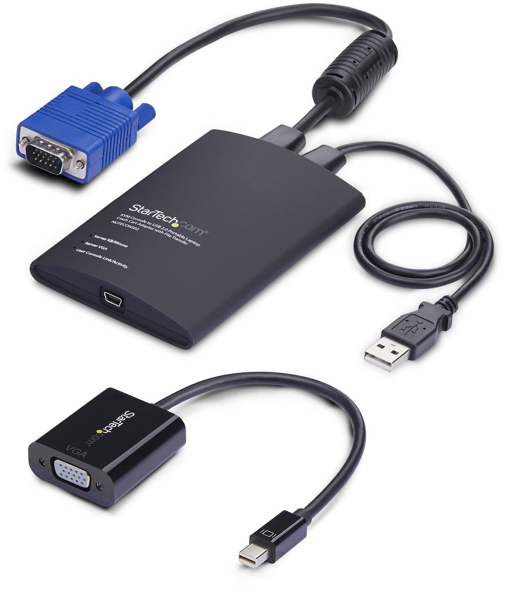 StarTech.com Portable Laptop Crash Cart Adapter USB/VGA/Mini DisplayPort KVM Console File Transfer and Video Capture - KVM switch - 1 ports - TAA Compliant