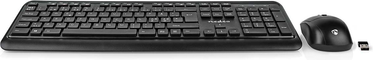 Nedis - keyboard and mouse set - QWERTY - Nordic - black - Tastatur & Mus sæt - Nordisk - Sort