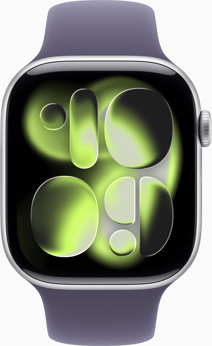 Apple Watch Series 11 Cellular 46mm Silber Aluminium Gehäuse mit Nebelviolett Sport Band - M/L