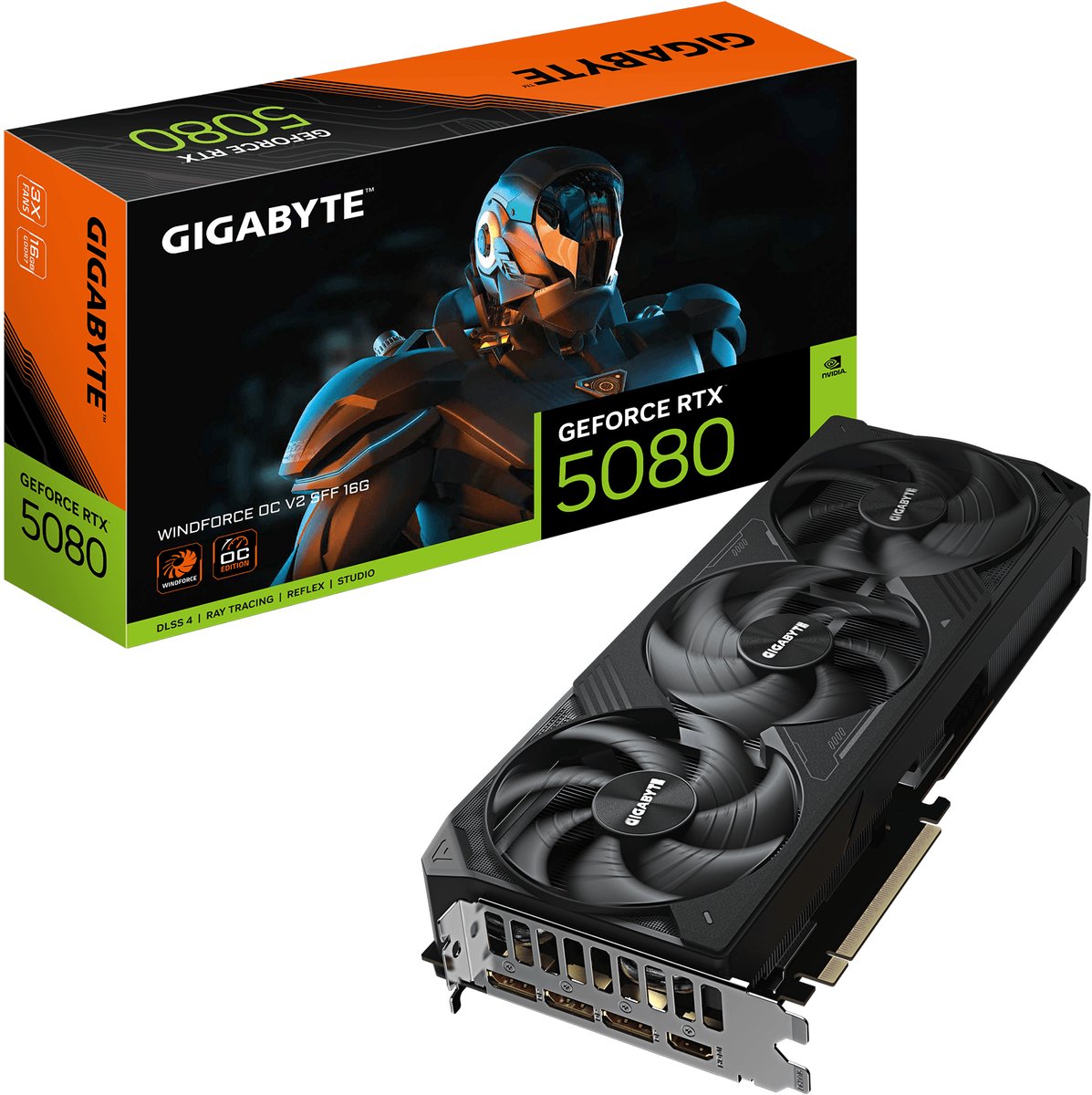 GIGABYTE GeForce RTX 5080 Windforce OC SFF 16G V2 Grafikkarte - 16GB GDDR7, HDMI, 3x DP