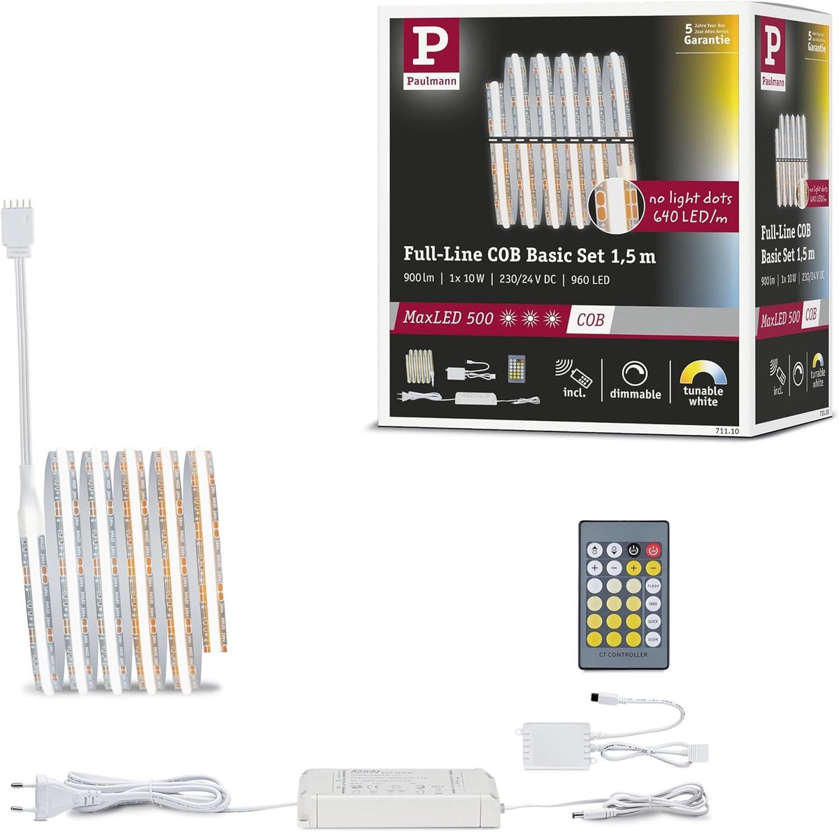 Paulmann MaxLED 500 71111 Ruban LED (Base) 230 V 3000 mm blanc chaud 1 set