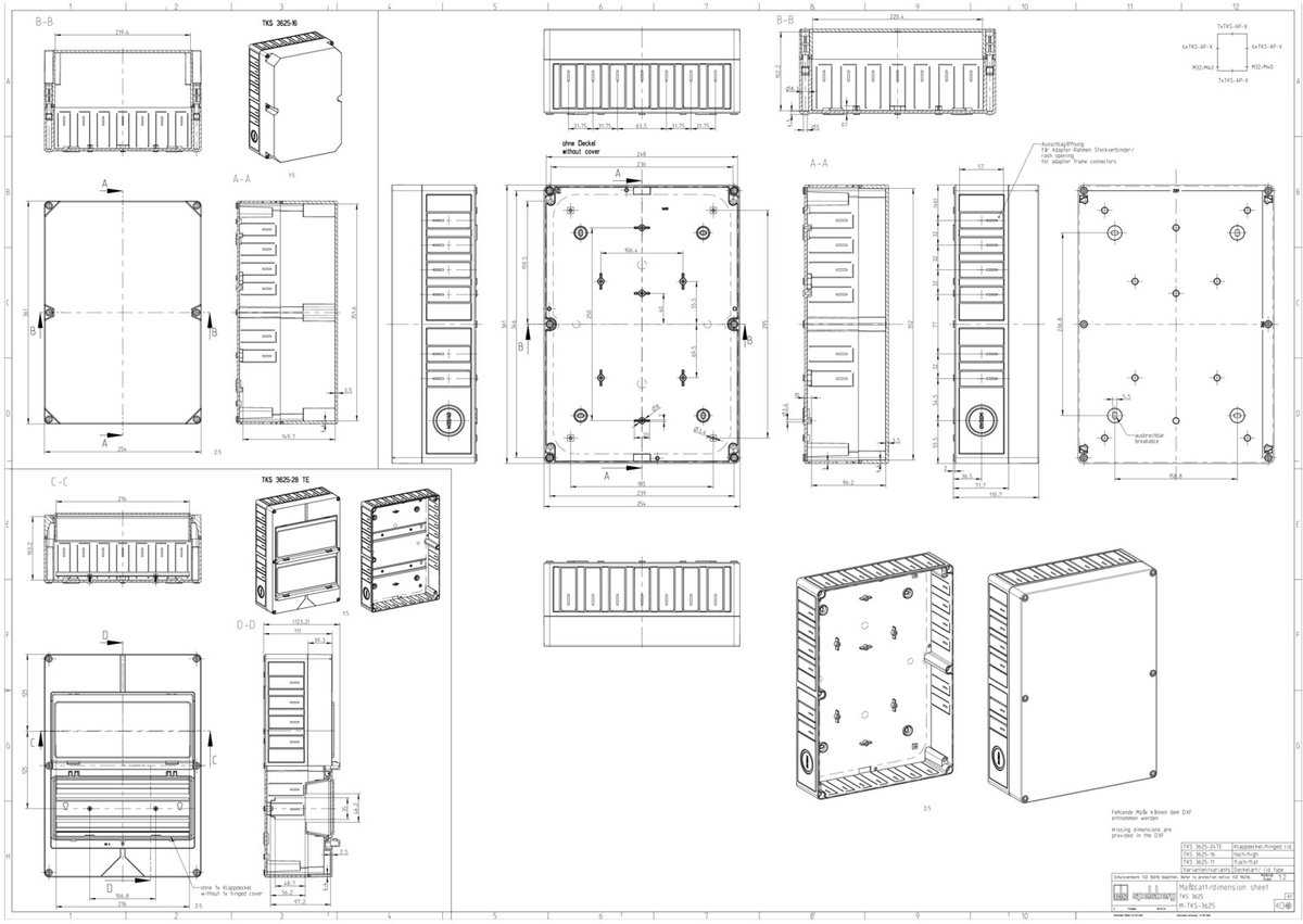 Spelsberg TKS 3625-16-o Boîtier vide 361 x 361 x 254 x 165 Polycarbonate gris 1 pc(s) Piece