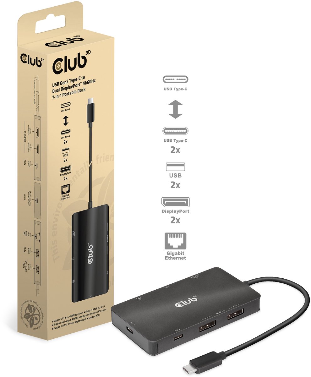 club3D Station daccueil USB-C® CSV-1598 Convient pour les marques: universel