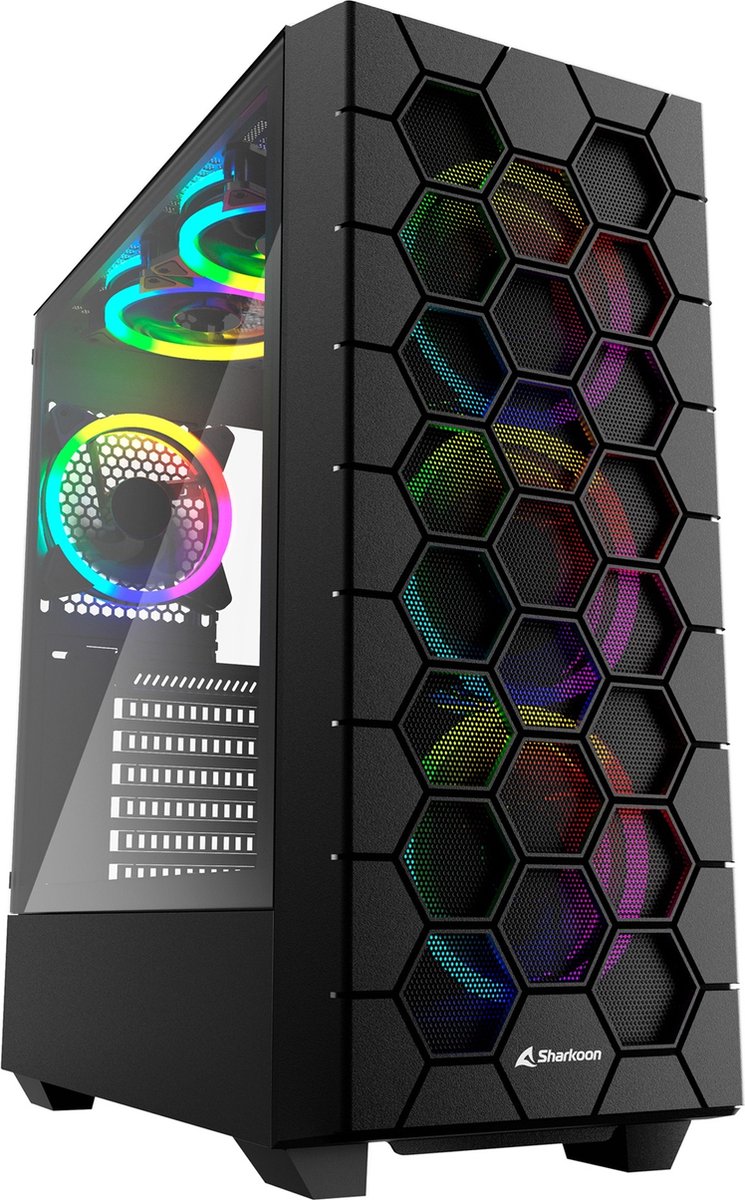 Bureau Sharkoon Sharkoon RGB Hex - Mid tower - ATX - Seitenteil mit Fenster (gehärtetes Glas) Boîtier PC noir