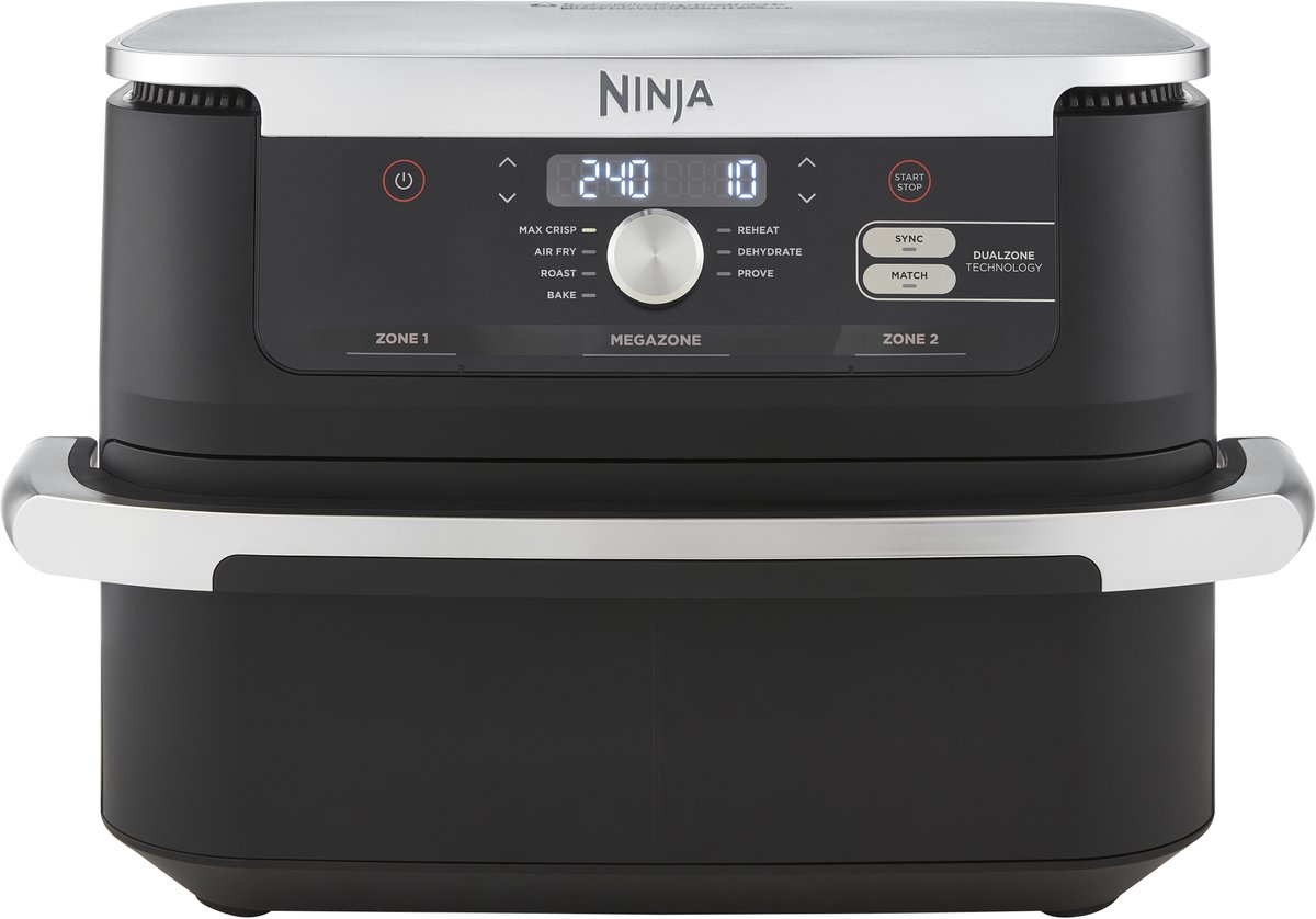 Ninja AF500EU freidora Doble 10,4 L Independiente 2470 W Freidora de aire caliente Negro, Acero inoxidable