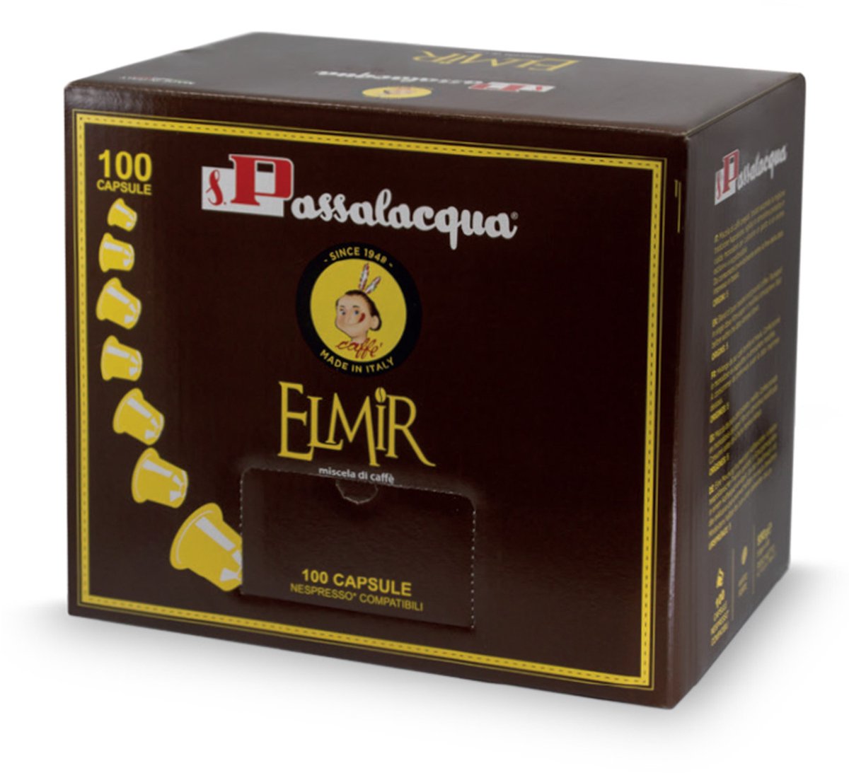 CAFÉ PASSALACQUA ELMIR - GUSTO PIENO - Box 100 CÁPSULAS COMPATIBLES NESPRESSO 5g