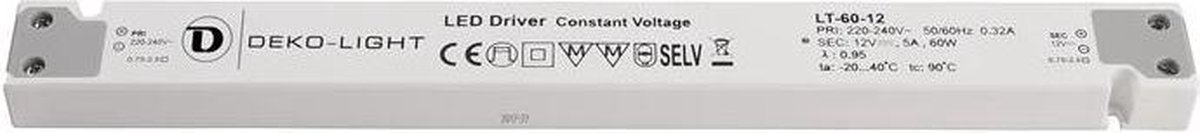 Deko Light LONG-FLAT, CV Transformateur pour LED à tension constante 0 mA - 5 A 12 V/DC 1 pc(s)
