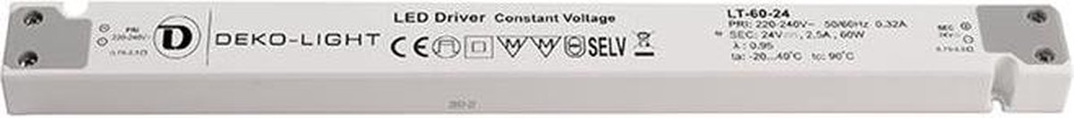 Deko Light LONG-FLAT, CV Transformateur pour LED à tension constante 100 W 0 mA - 2.50 A 24 V/DC 1 pc(s)