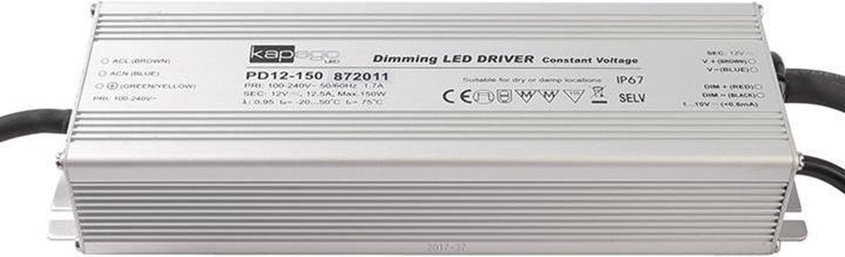 Deko Light IP, DIM, CV, PD Transformateur pour LED à tension constante 0 mA - 12.50 A 12 V/DC dimmable 1 pc(s)
