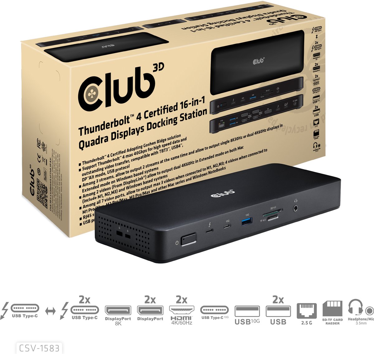 club3D Station daccueil Thunderbolt™ 4 CSV-1583