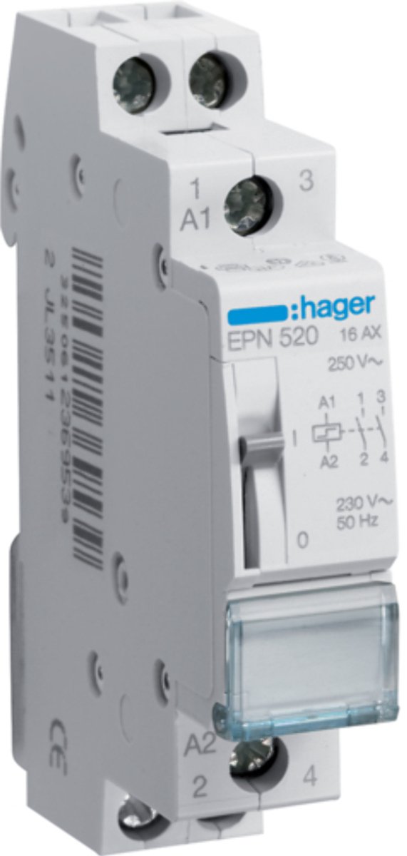 Télérupteur pour profilé Hager Hilfsschalter 2 NO (T) 230 V/AC, 110 V/DC 16 A 1 pc(s)
