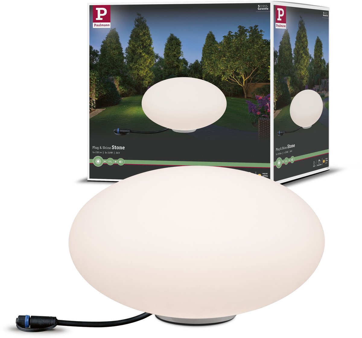 Paulmann Stone 94176 Système déclairage Plug&Shine éclairage décoratif à LED LED 2.8 W blanc chaud blanc