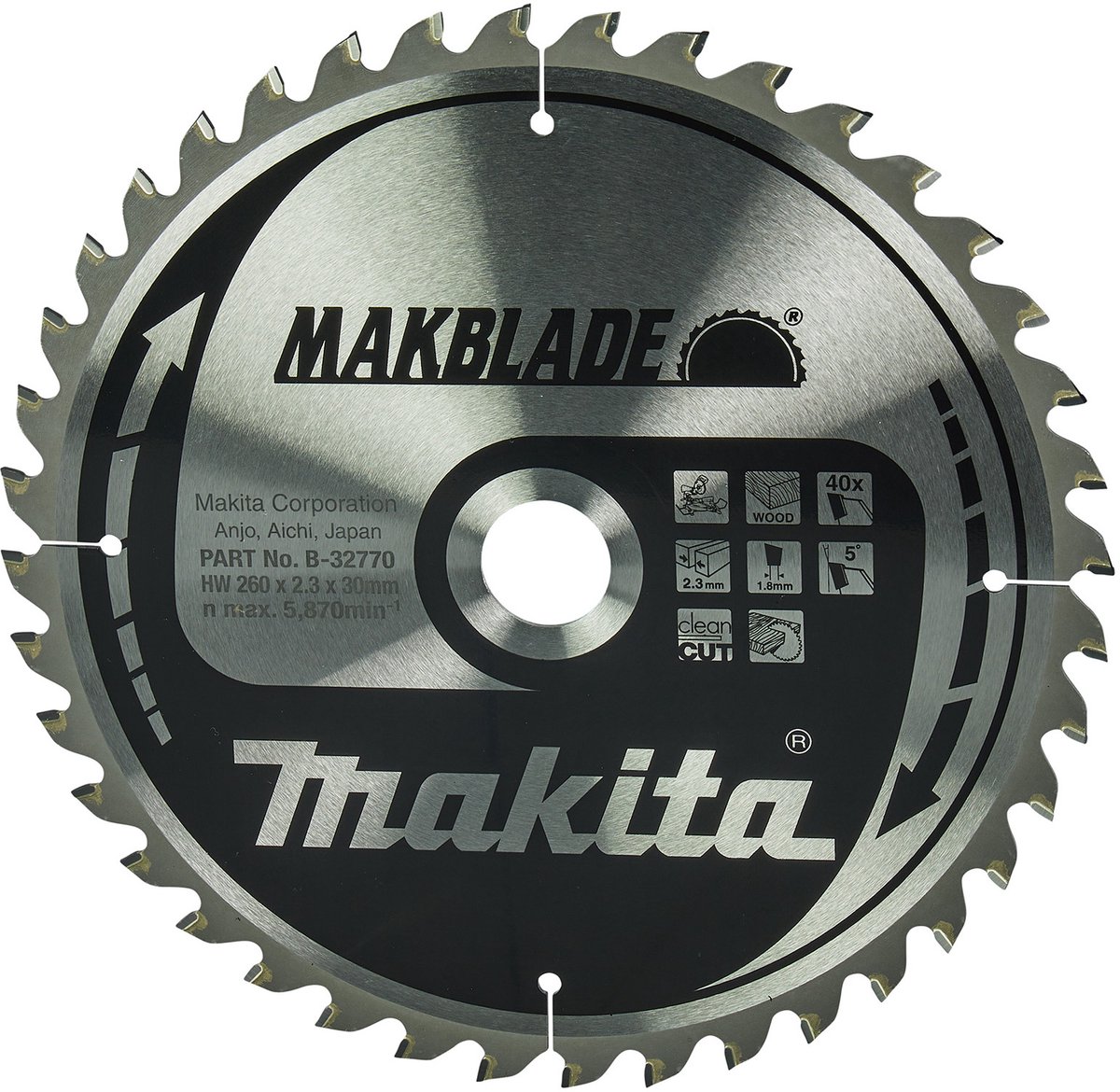 Makita B-32770 MAKBLADE B-32770 Lame de scie circulaire 260 x 30 x 1.8 mm Nombre de dents: 40 1 pc(s)