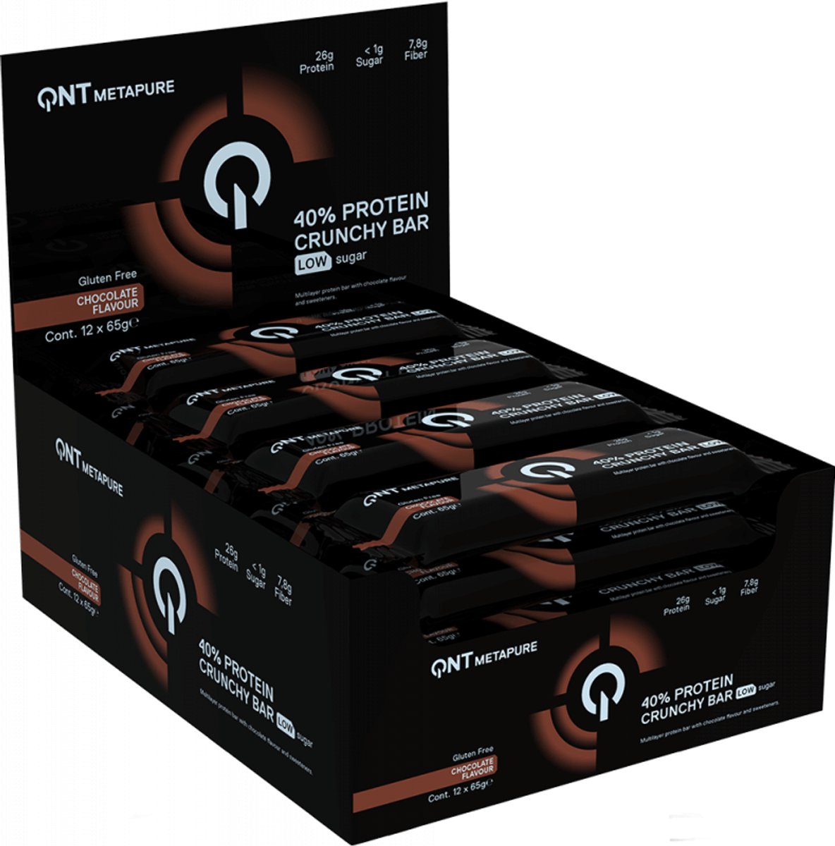 Nutrición proteica chocolate QNT Metapure 40% Protein Crunchy Bar Low Sugar