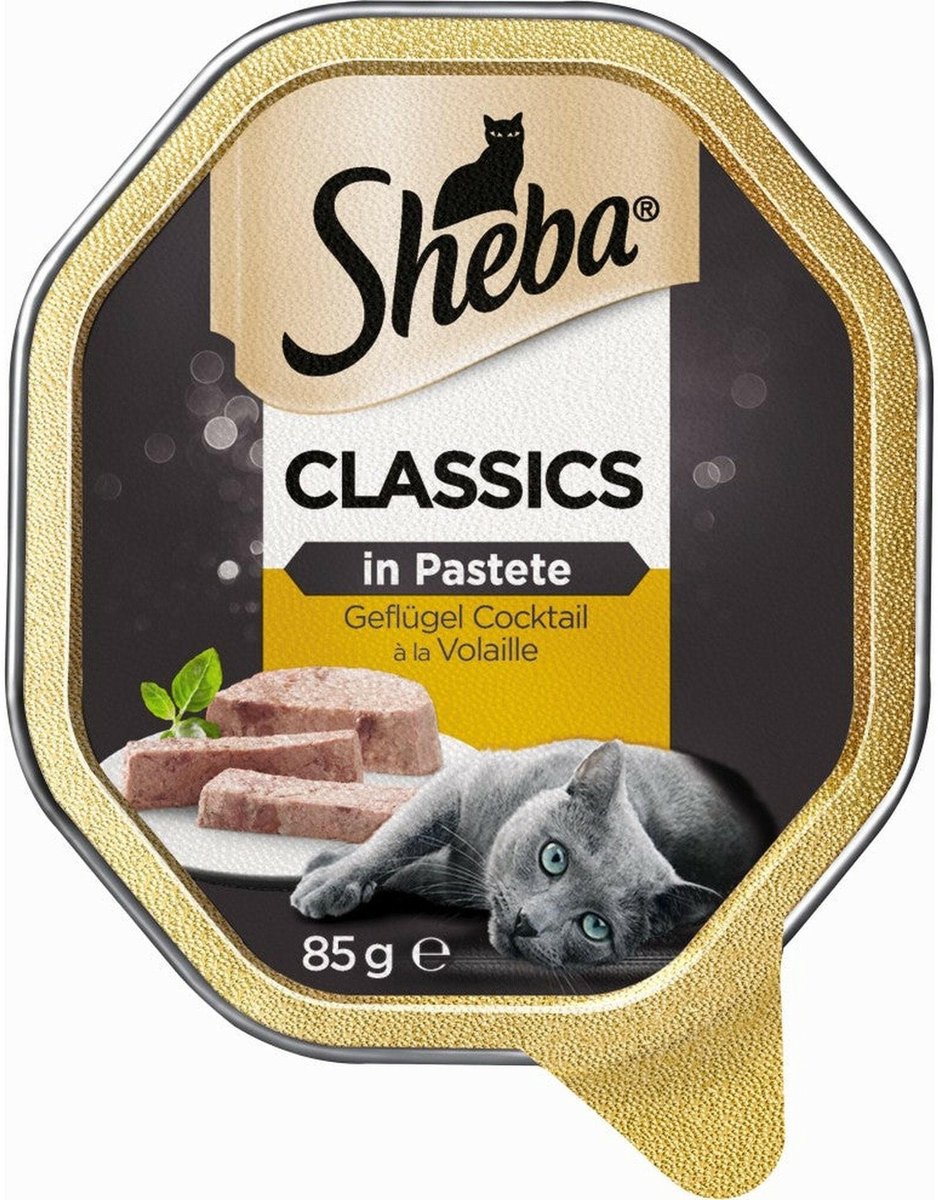 Sheba Receta única 44 x 85 g en tarrinas comida húmeda para gatos - Classics - paté con cóctel de ave