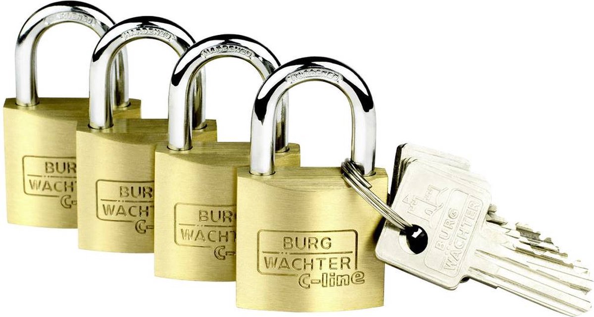 Cadenas avec serrure à clé Burg Wächter 4er Set Set Quadro 222 30 SB laiton 4 pc(s)