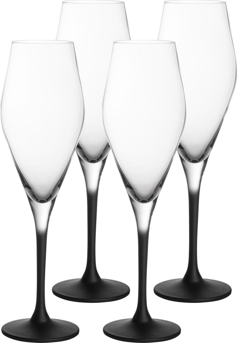 Villeroy & Boch Copas de champagne Manufacture Rock 26 cl, 4-pack transparente-negro