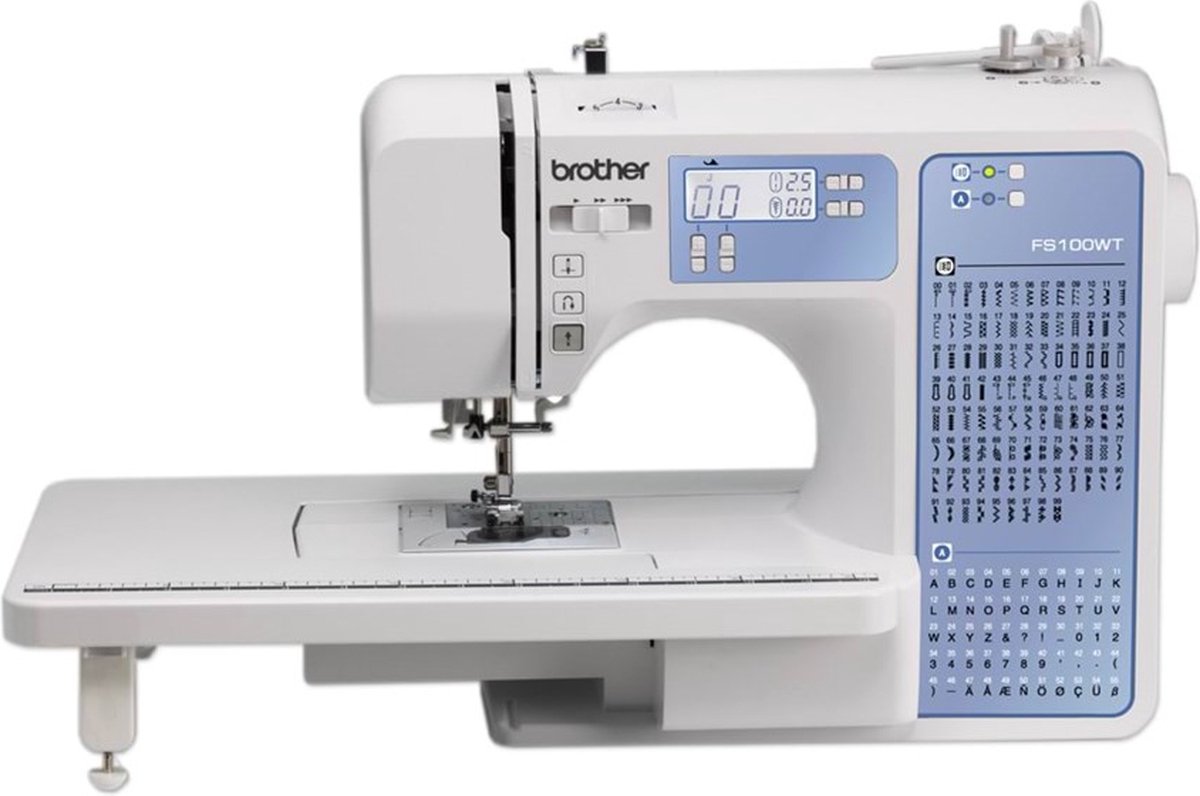 Brother Machine à coudre à ordinateur FS100WTVM1 pilotable par ordinateur, avec écran, avec lumière LED, avec table dextension multicolore