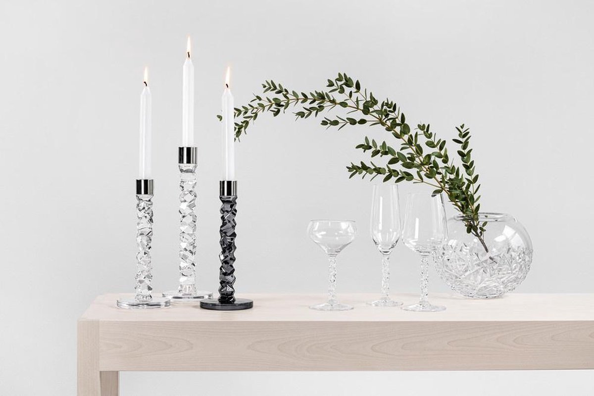 Orrefors Set de 2 candelabros Carat antracita 24,2 cm