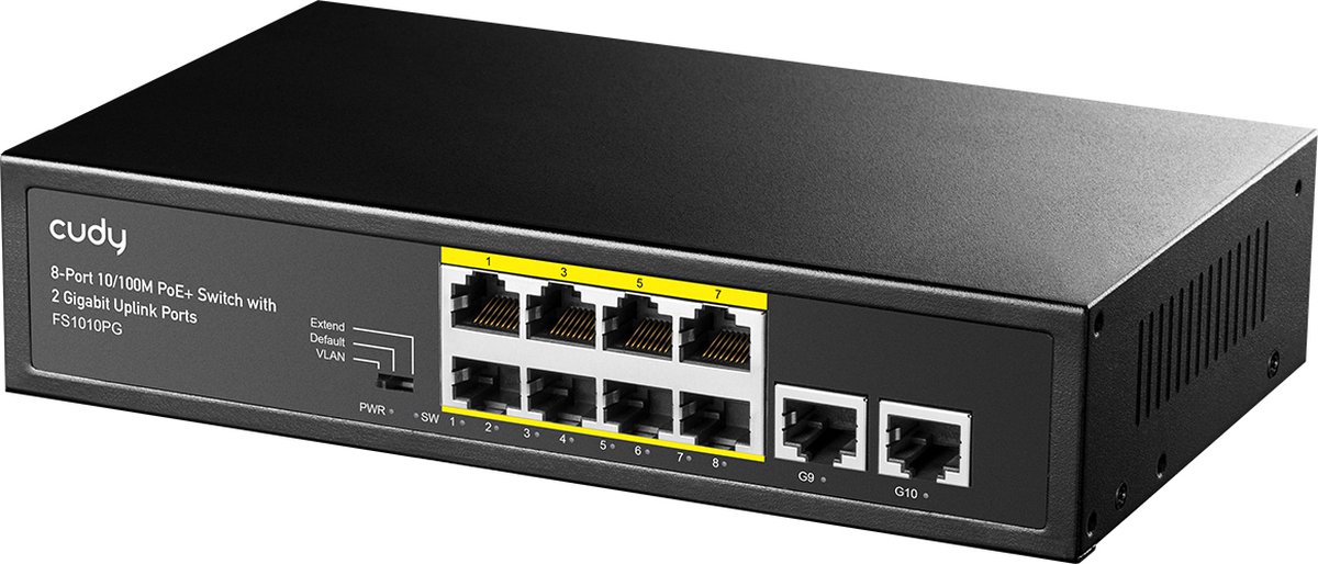 CUDY FS1010P 8 ports 10/100M PoE+ Switch 2 ports montants 120W