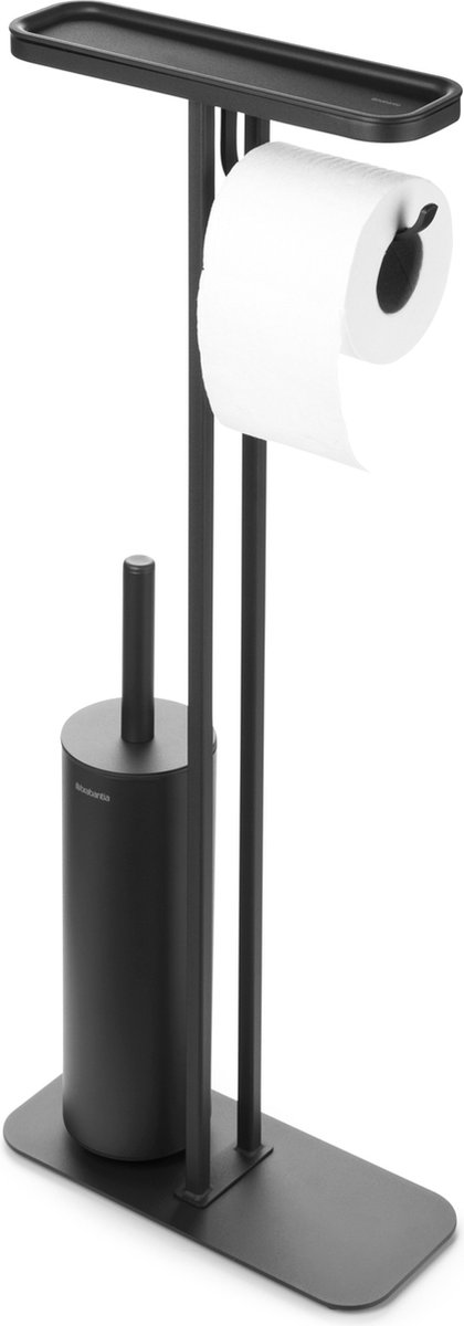 Brabantia Soporte papel higiénico y escobilla con estante MindSet Mineral Infinite Grey