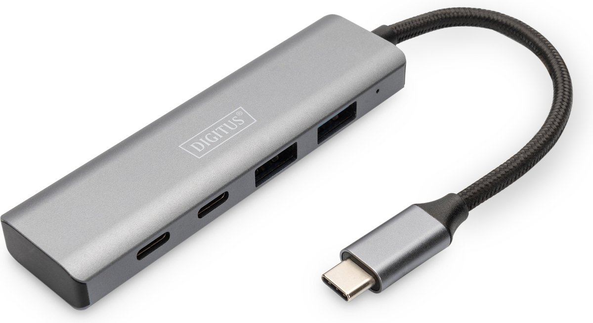 DIGITUS USB-C to 4 x USB-C Hub USB hub - 4 ports - Grå