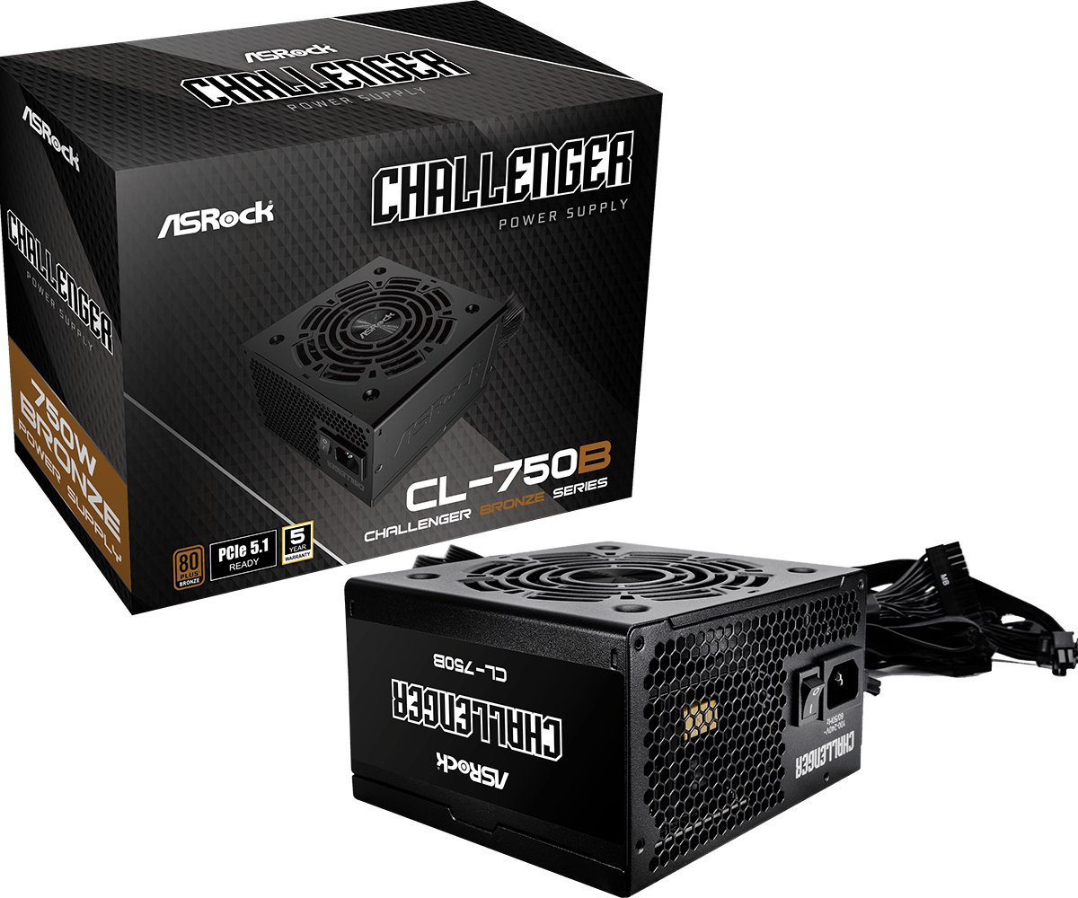 ASRock CL-750B Strømforsyning - 750 Watt - 120 mm - ATX 3.1 - 80 Plus Ja