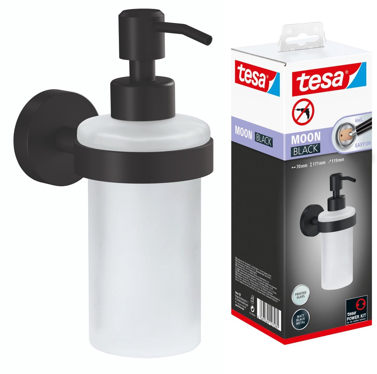 tesa Moon Black vægmonteret sæbedispenser