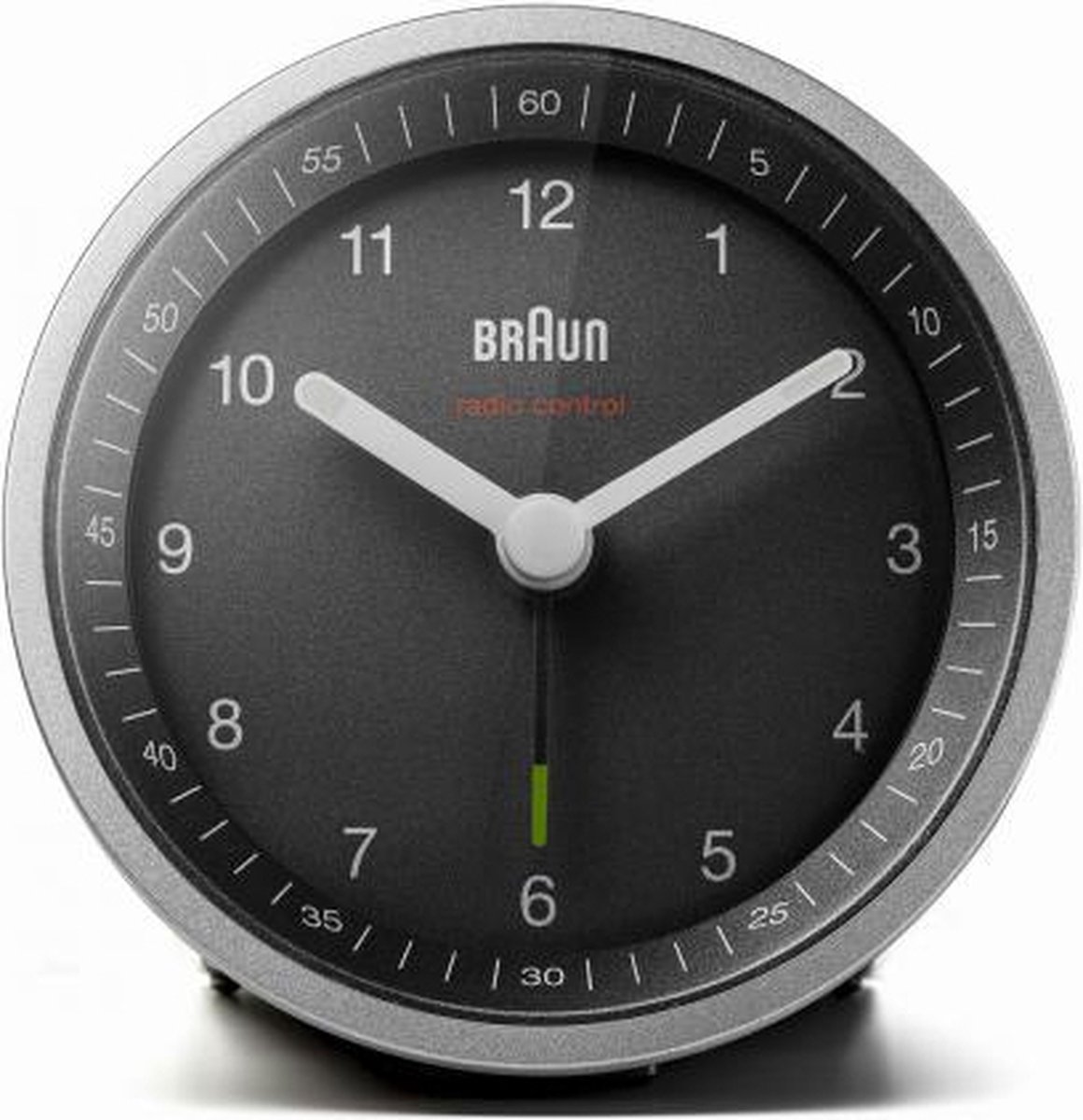 Braun BC07 - alarm clock - round - quartz - desktop - silver/black