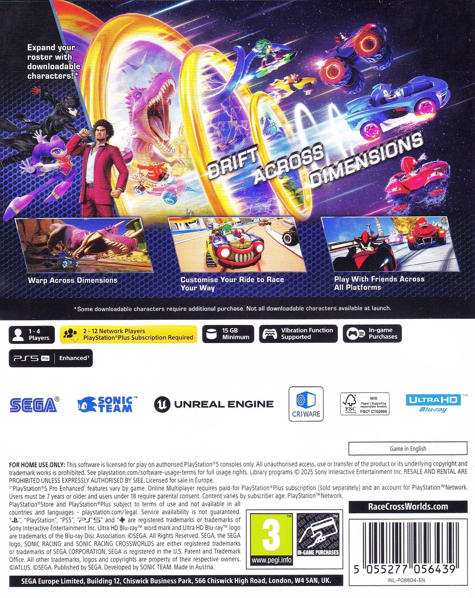 Sonic Racing: Crossworlds - Sony PlayStation 5 - Racing
