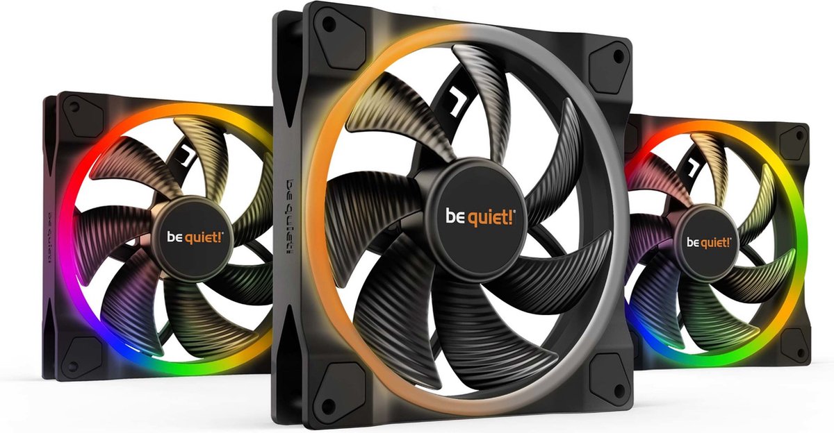 be quiet! LIGHT WINGS 140mm PWM - triple pack - Kabinet køler - 140mm - Sort med RGB LED lys - 23 dBA
