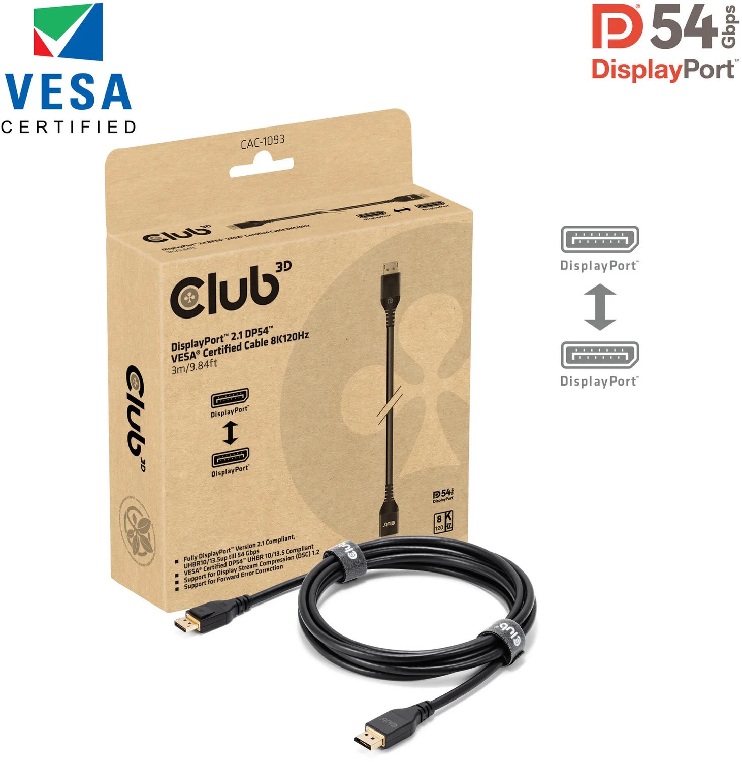 Club 3D - DisplayPort cable - DisplayPort to DisplayPort - 3 m