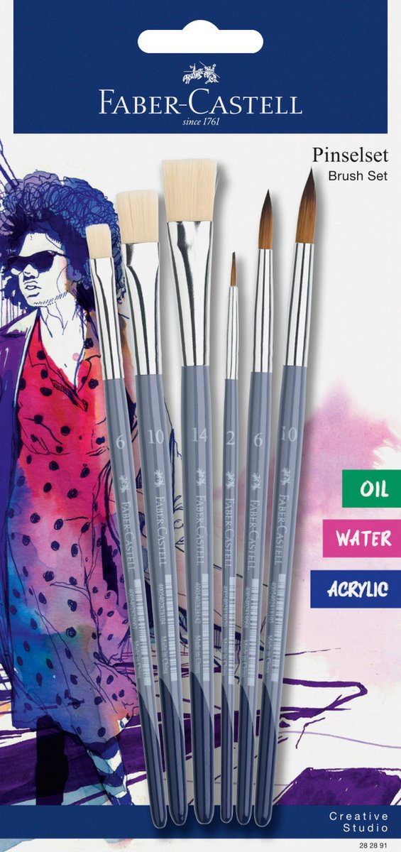 Faber-Castell pensel 3xrund + 3xflad BC