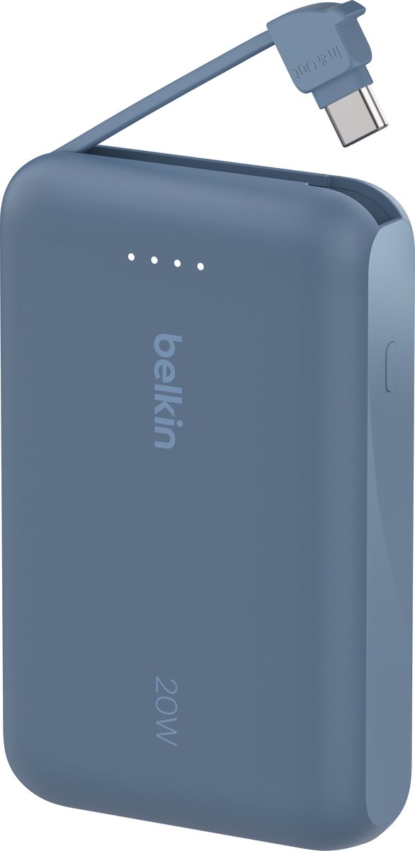 Belkin BoostCharge power bank - with integrated cable - 24 pin USB-C - 20 Watt - 10000 mAh