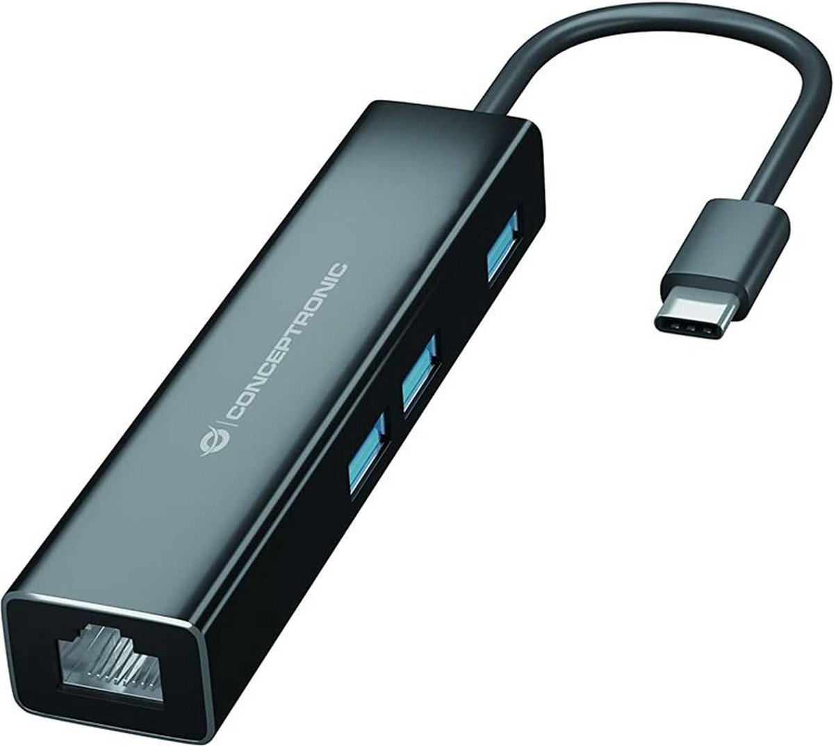 Conceptronic DONN07B - hub - 3 ports USB hub - 3 ports - Sort