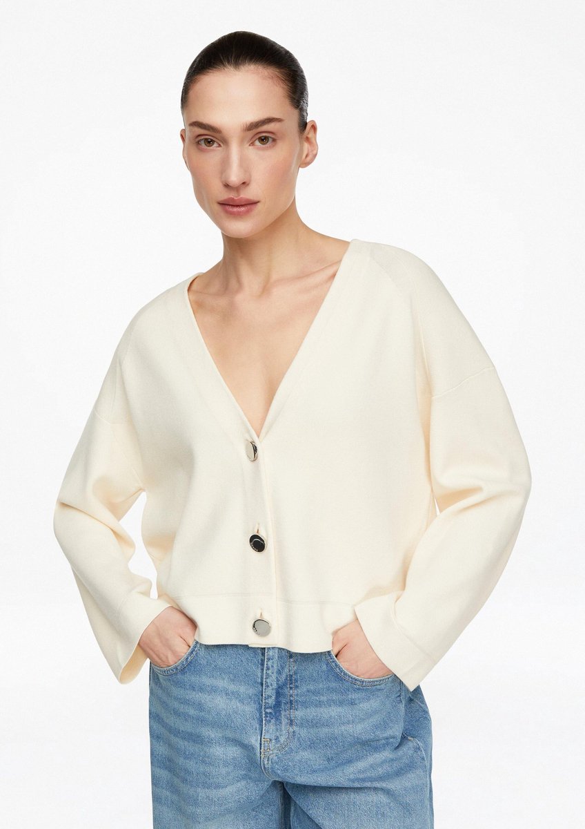 Moderne V-Ausschnitt Milano-Cardigan mit Signature-Knöpfen Damen COMMA