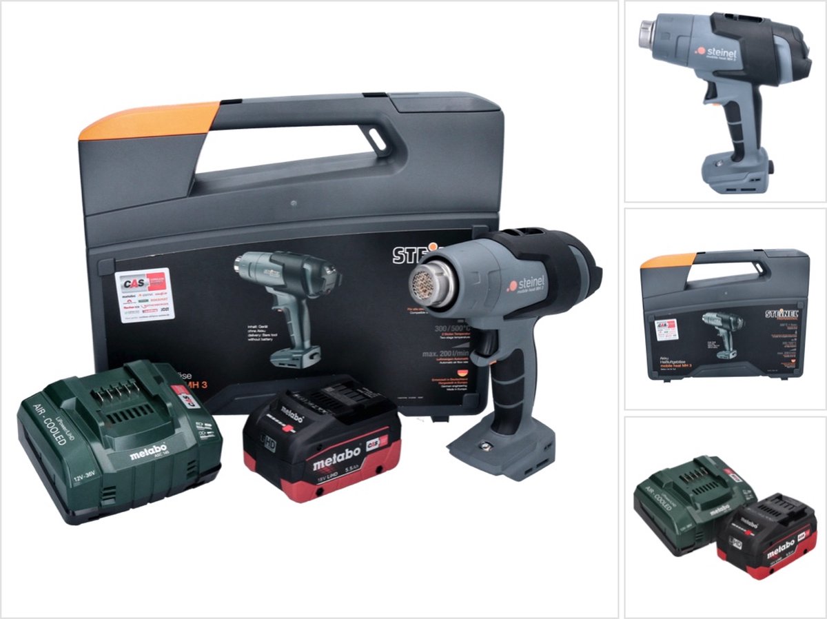 Steinel 068226 MH3 KF SC Varmluftsblæser Inkl. oplader, inkl. batteri 600 W